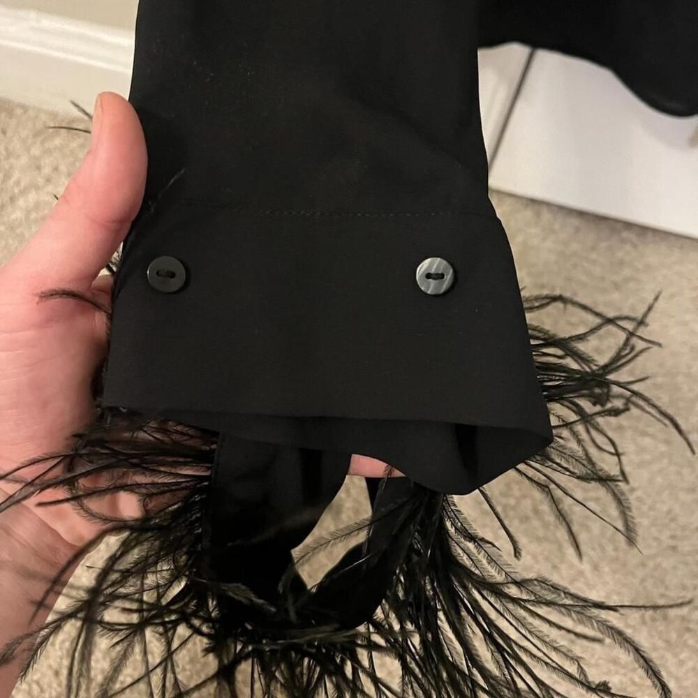 Ryegrass - Black Blouse with Removable Feather Cuffs - Size Small, NWT - Picture 8 of 8